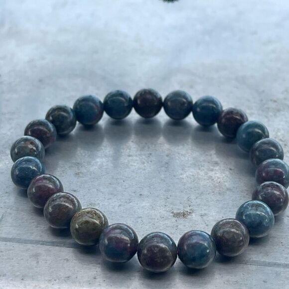 Ruby Fuchsite with Kyanite beaded bracelet 6.75” crystal healing emotional suppo - Picture 10 of 12